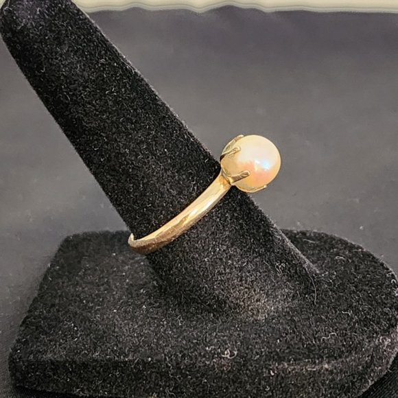 Vintage Round Cultured Pearl Ring 1/20 12KT - Picture 1 of 9